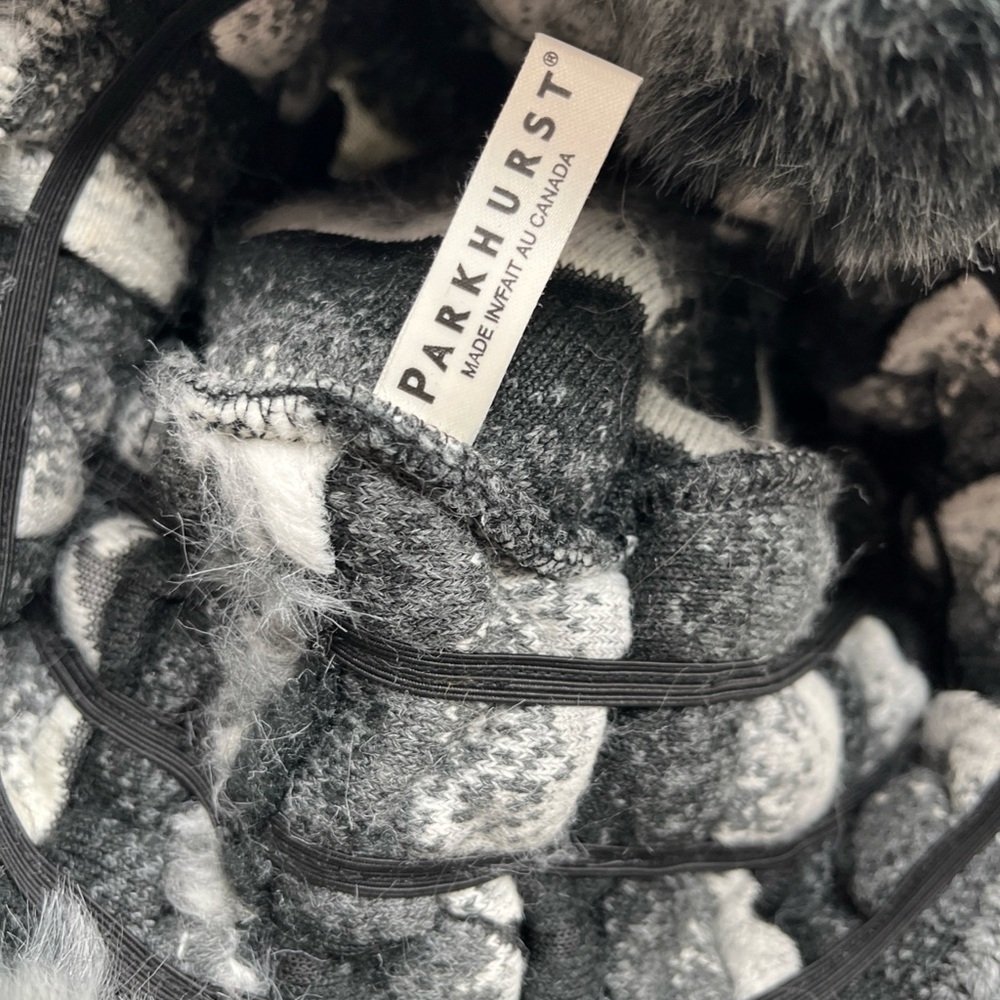 Womans Parkhurst Black White Gray Soft Faux Fur Bucket Hat Made In Canada - Picture 5 of 6